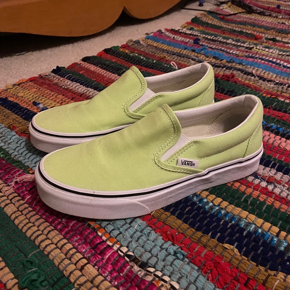 neon green slip on vans